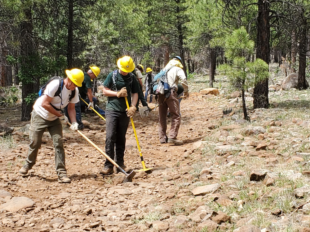 MUTS Crew works to remove large loose rocks from Rocky Road Trail - July 6, 2019