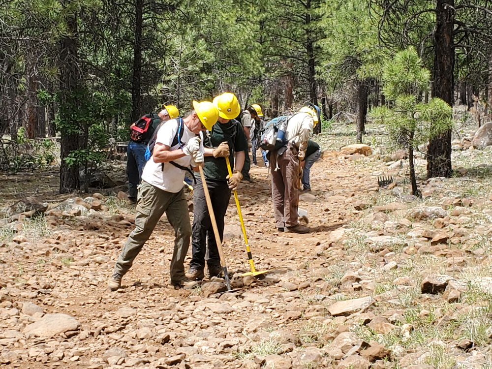 MUTS Crew works to remove large loose rocks from Rocky Road Trail - July 6, 2019